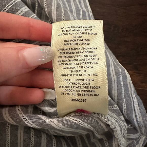 Maeve Anthropologie gray & white striped oversize button down shirt size XS/S - Picture 10 of 13